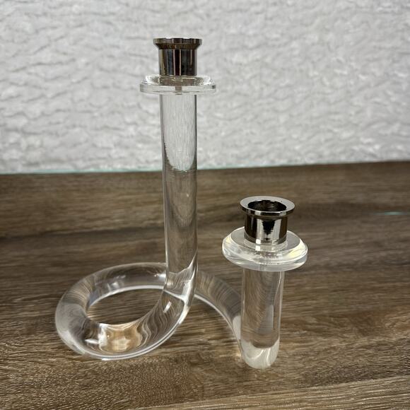 Dorothy Thorpe Modern Classic Chic Twisted Lucite Candle Holder Vintage - Picture 8 of 10